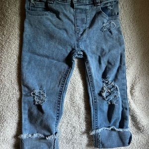 Hand distressed jeans
